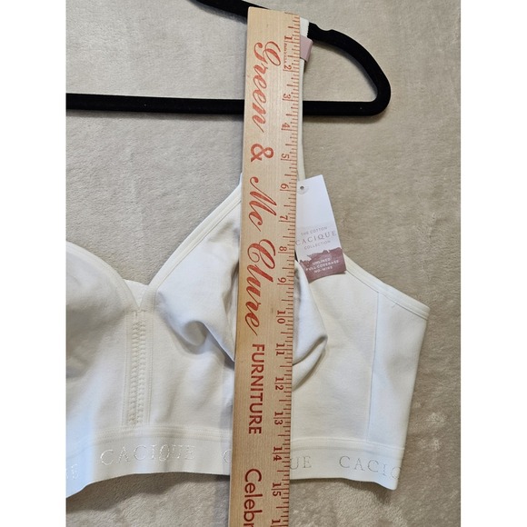 Cacique Plus Size 46D Cotton Lounge Bra Wireless Unlined White New - Picture 15 of 15